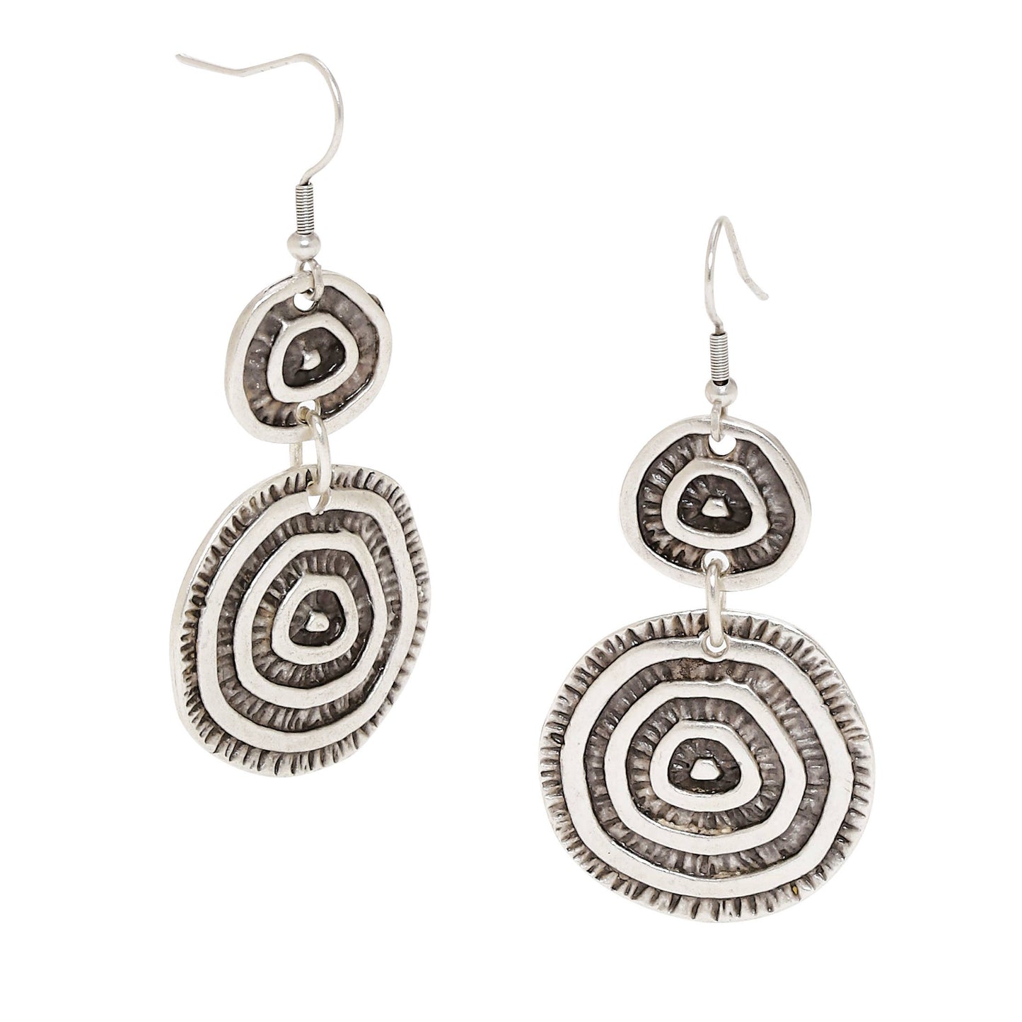 Handmade Natty Pewter Earrings - 4597