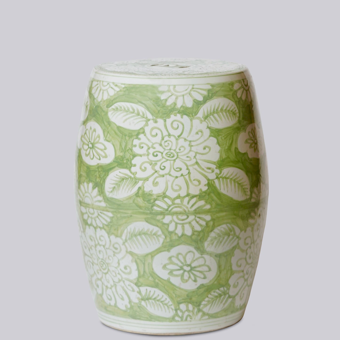 Green and White Porcelain Floral Garden Seat