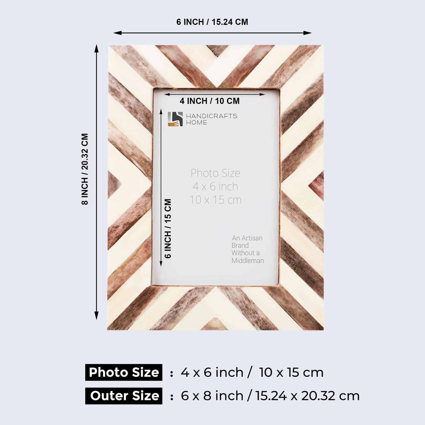 4x6 Chevron Picture Frames|1.25" Border Width | 3 Colors: Blue White