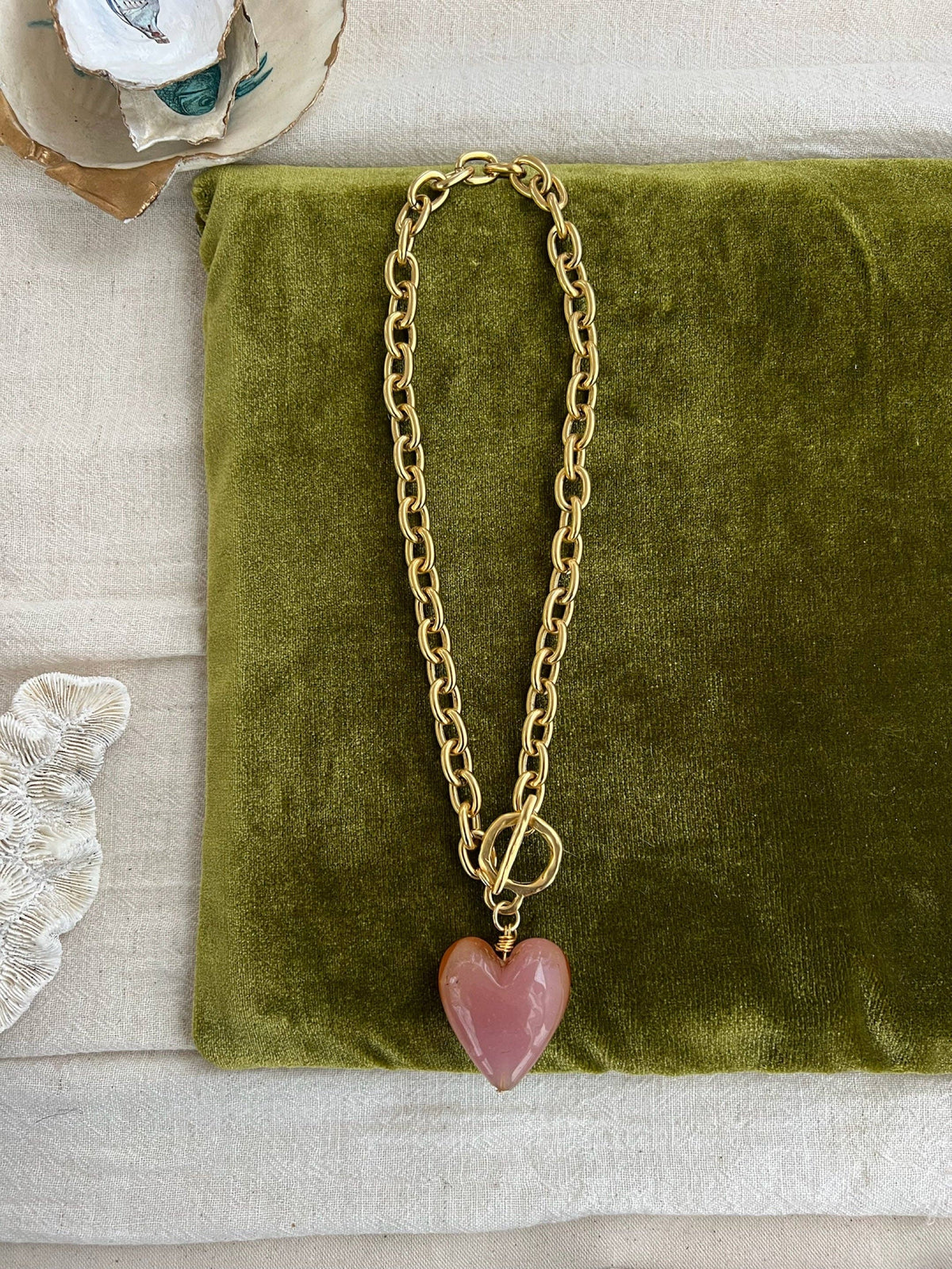 Amore Murano Glass Heart Necklace: Bella Blue