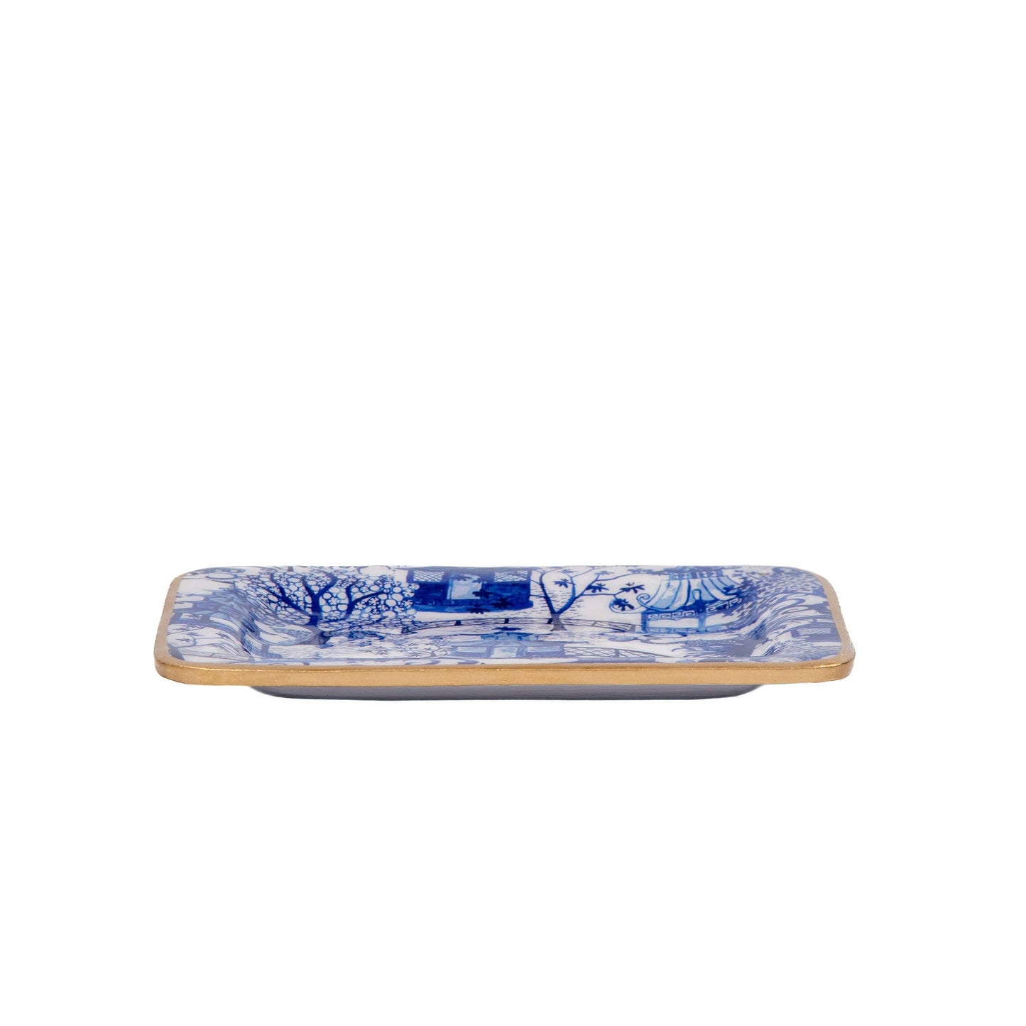 Garden Party Enameled Laney Tray - White & Blue: White & Blue