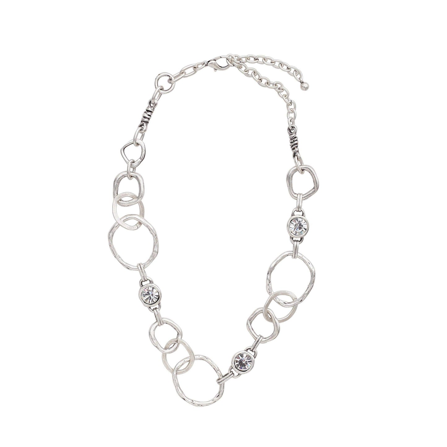 Handmade Crystal Pewter Necklace - 3907