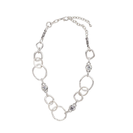 Handmade Crystal Pewter Necklace - 3907