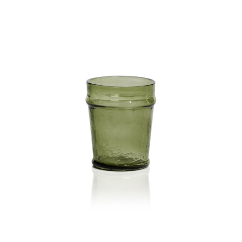 ARTISAN HAMMERED DOUBLE OLD FASHIONED GLASS- GREEN