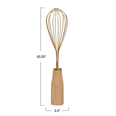 Gold Whisk with Wood Handle